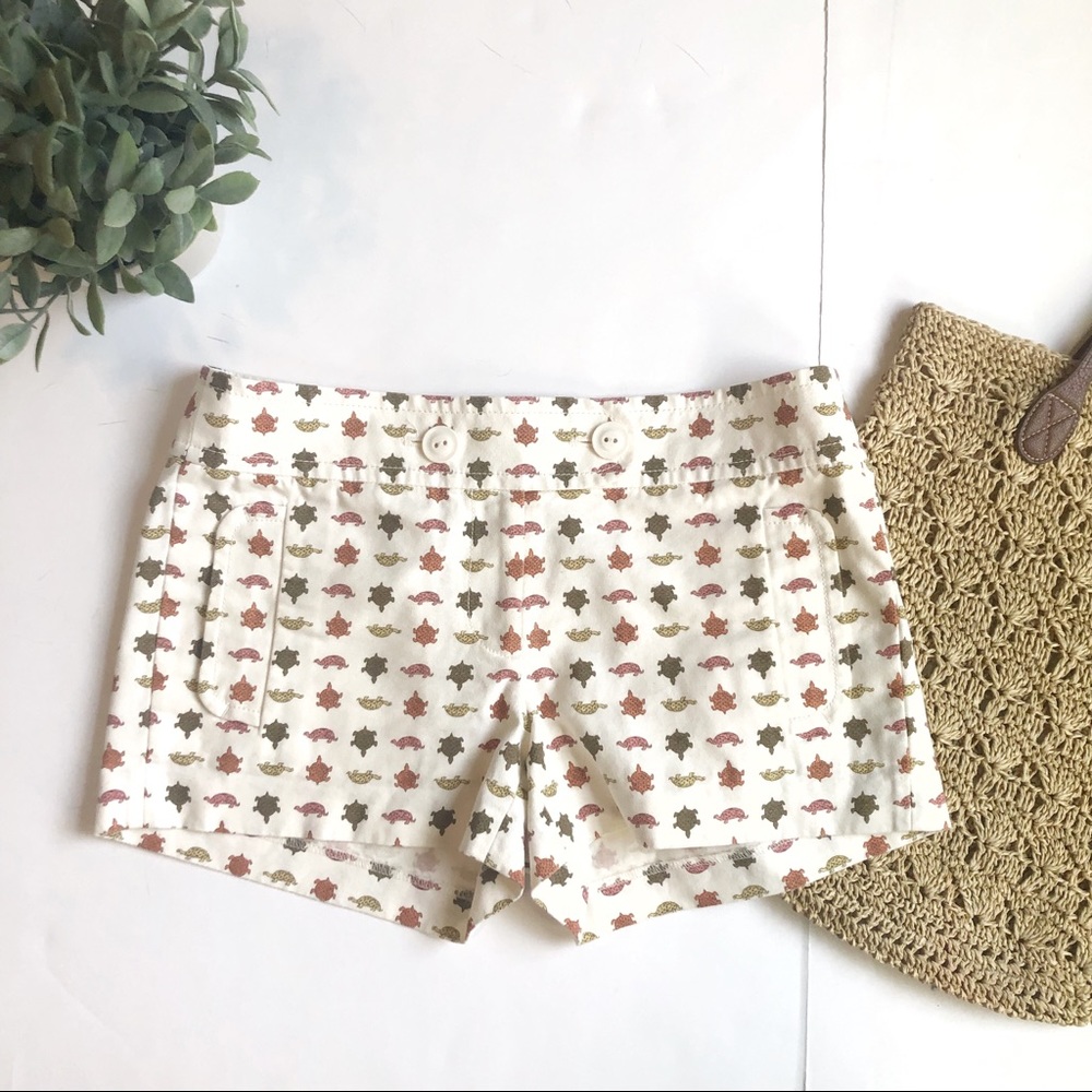 J.Crew City Fit cream Turtle Print shorts size 4